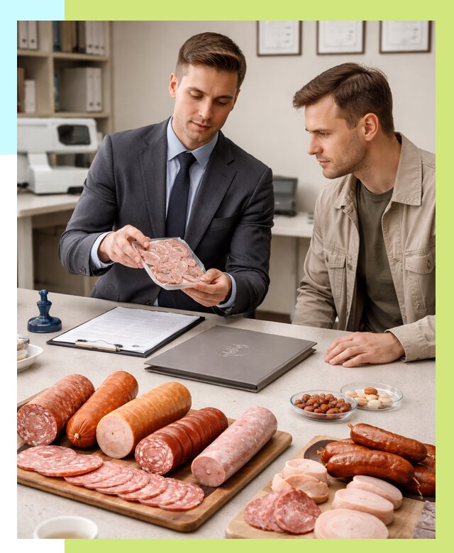 Сертификация колбасных изделий в Серове от 7652 р. | Алешин-Срв